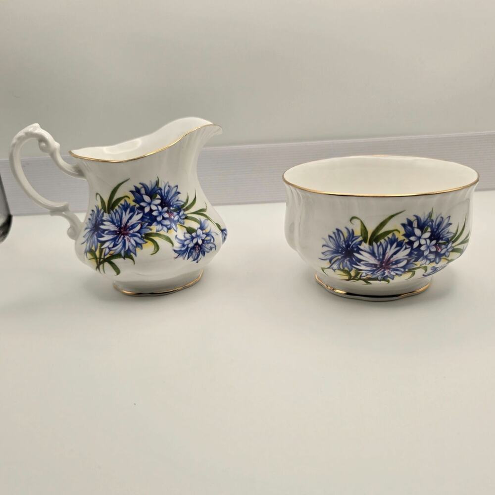 Vintage Royal Standard Cream and Sugar Dish Bone China England Blue Cornflower